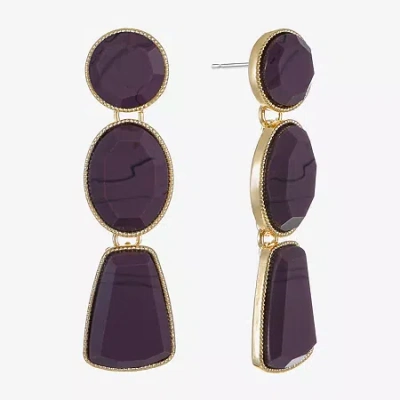 Liz Claiborne Multi Shape Womens Circle Oval Hypoallergenic Drop Earrings In Purple