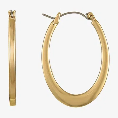 Liz Claiborne Silver-tone Oval Hoop Earrings In Gold