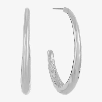 Liz Claiborne Hammered Womens 44.5mm Hypoallergenic Hoop Earrings In Metallic