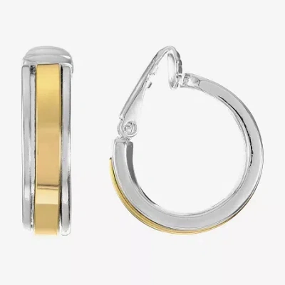 Liz Claiborne Gold-tone & Silver-tone Clip-on Hoop Earrings In Silver