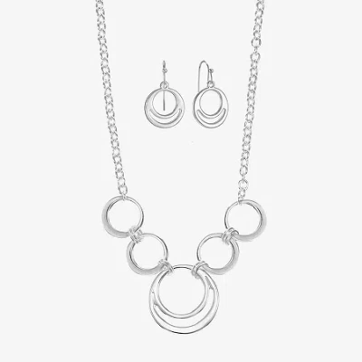 Liz Claiborne Circle Collar Necklace And Drop Earring Womens 2-pc. Jewelry Set In Metallic