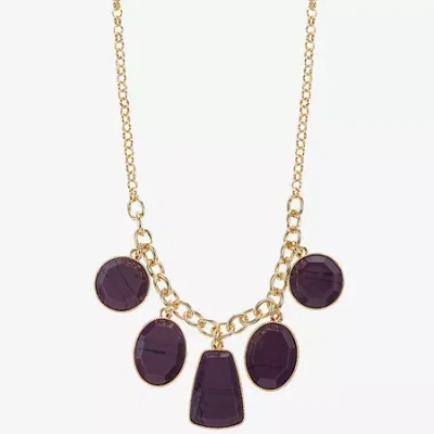 Liz Claiborne Multi Shape Frontal Womens 17 Inch Collar Necklace In Purple