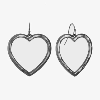 Liz Claiborne Womens Heart Drop Earrings In Silver
