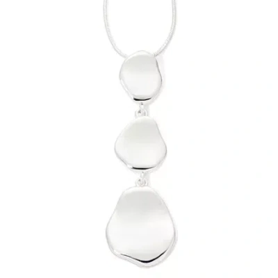 Liz Claiborne Triple Drop Silver-tone Pendant Necklace In White