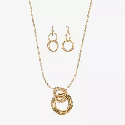 Liz Claiborne Textured Pendant Necklace And Drop Earring Womens 2-pc. Jewelry Set In Gold