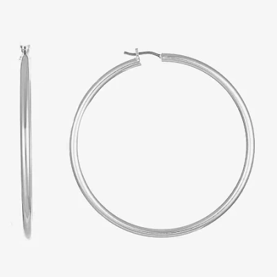 Liz Claiborne Large Silver-tone Hoop Earrings In Gray