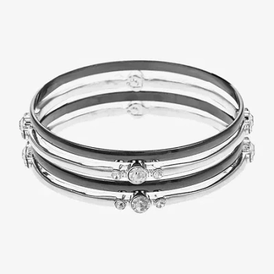 Liz Claiborne Bangle Womens 4-pc. Glass Bracelet Set In Silver
