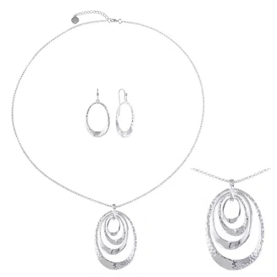 Liz Claiborne Pendant Necklace And Drop Earring Womens 2-pc. Jewelry Set In Silver