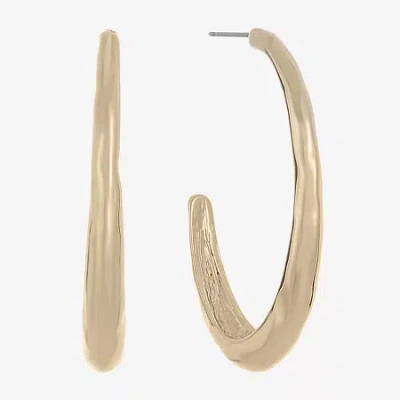 Liz Claiborne Hammered Womens 44.5mm Hypoallergenic Hoop Earrings In Gold