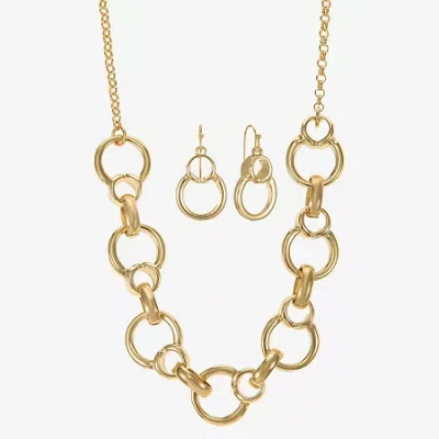 Liz Claiborne Collar Necklace & Drop Earring Womens Round 2-pc. Jewelry Set In Gold