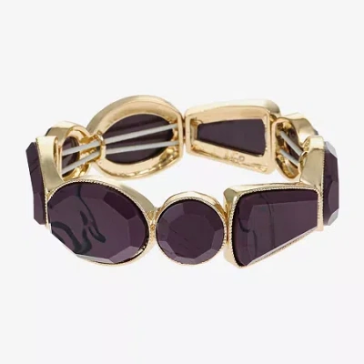 Liz Claiborne Multi Shape Womens Oval Stretch Bracelet In Purple