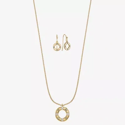 Liz Claiborne Pendant Necklace & Drop Earring Womens Glass 2-pc. Jewelry Set In Gold