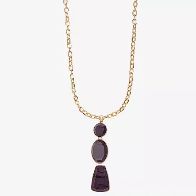 Liz Claiborne Multi Shape Womens 20 Inch Pendant Necklace In Purple