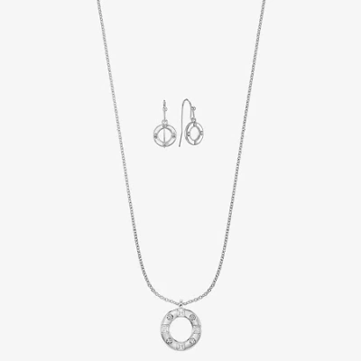 Liz Claiborne Pendant Necklace & Drop Earring Womens Glass 2-pc. Jewelry Set In Metallic