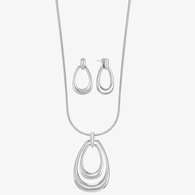 Liz Claiborne Pendant Necklace & Drop Earring Womens 2-pc. Jewelry Set In Silver