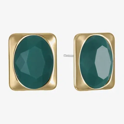 Liz Claiborne 16mm Oval Rectangular Stud Earrings In Gold