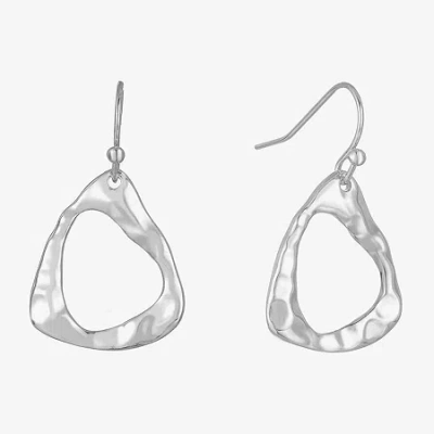 Liz Claiborne Hammered Womens Triangle Drop Earrings In Silver