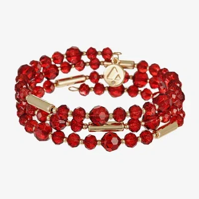 Liz Claiborne Gold Tone Beaded Coil Womens Wrap Bracelet In Red