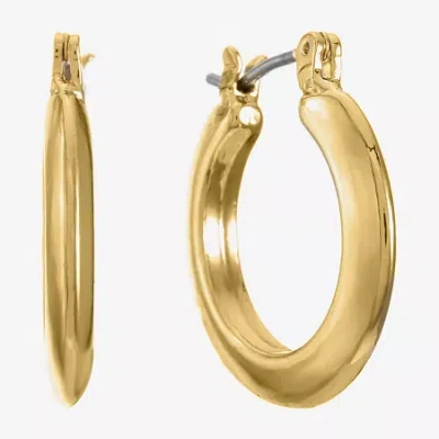 Liz Claiborne Silver-tone Tube Hoop Earrings In Gold