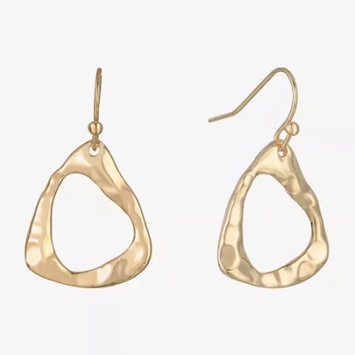 Liz Claiborne Hammered Womens Triangle Drop Earrings In Gold