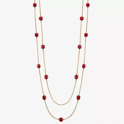 Liz Claiborne Gold Tone Beaded Womens 34 Inch Strand Necklace In Gold