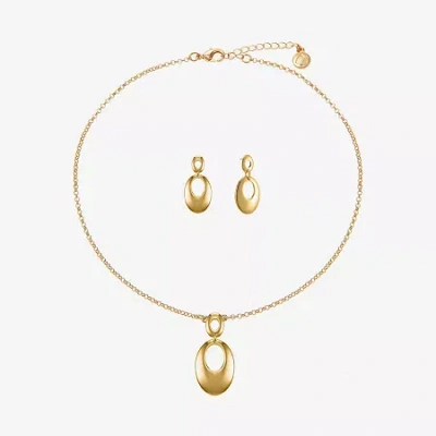 Liz Claiborne Pendant Necklace And Drop Earring Womens Oval 2-pc. Jewelry Set In Gold