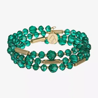 Liz Claiborne Gold Tone Beaded Coil Womens Wrap Bracelet In Green