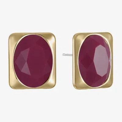 Liz Claiborne 16mm Oval Rectangular Stud Earrings In Burgundy