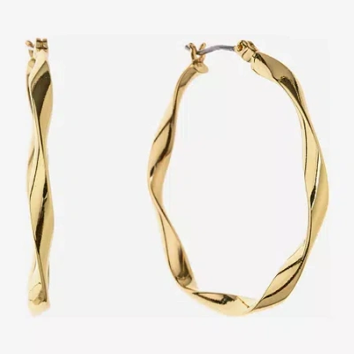 Liz Claiborne Ribbon Hoop Earrings In Gold