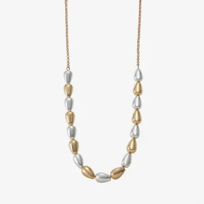 Liz Claiborne Two Tone Beaded Womens 17 Inch Collar Necklace In Multi