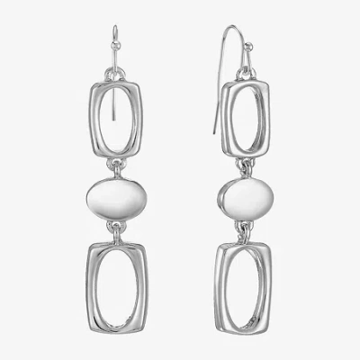 Liz Claiborne Womens Oval Drop Earrings In Silver