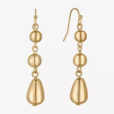 Liz Claiborne Beaded Womens Round Drop Earrings In Gold