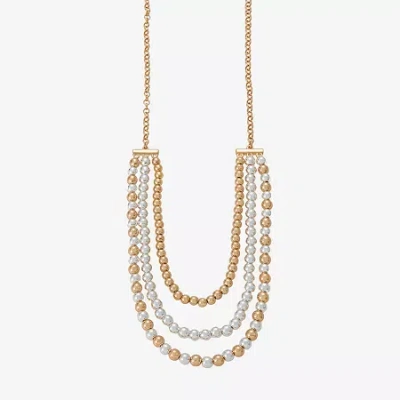 Liz Claiborne Two Tone Beaded Womens 18 Inch Collar Necklace In Gold