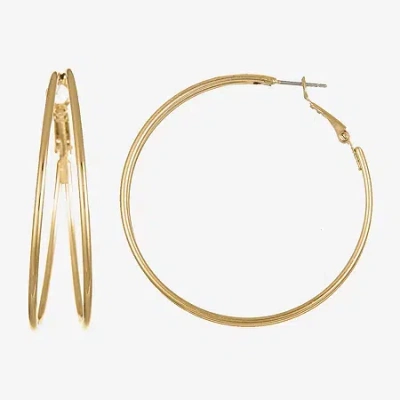 Liz Claiborne Large Wire Womens 48.3mm Hypoallergenic Hoop Earrings In Gold