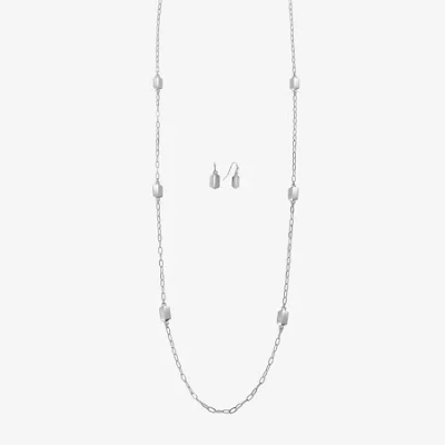 Liz Claiborne Station Necklace & Drop Earring Womens 2-pc. Jewelry Set In Metallic