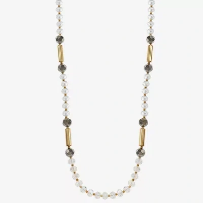 Liz Claiborne Gold Tone Beaded Womens 32 Inch Strand Necklace In White