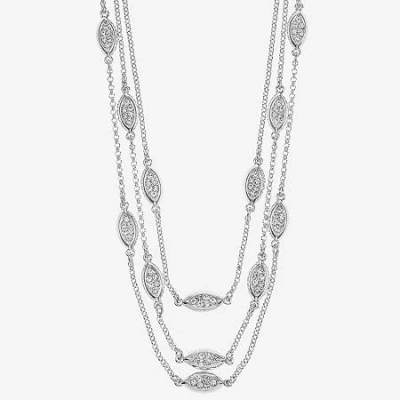 Liz Claiborne Pave Layered Womens 18 Inch Statement Necklace In Metallic