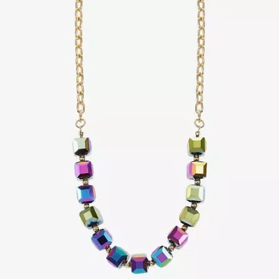 Liz Claiborne Gold Tone Beaded Womens 17 Inch Collar Necklace In Multi