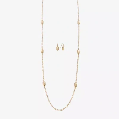 Liz Claiborne Station Necklace & Drop Earring Womens 2-pc. Jewelry Set In Gold