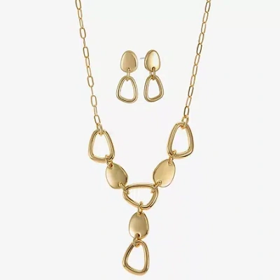 Liz Claiborne Pebble Y Necklace & Drop Earring Womens Hypoallergenic 2-pc. Jewelry Set In Gold