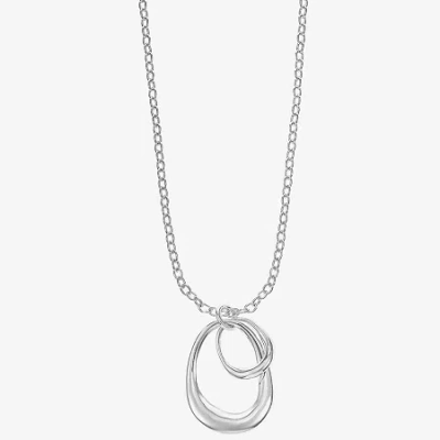 Liz Claiborne Teardrop Womens 17 Inch Pendant Necklace In Silver