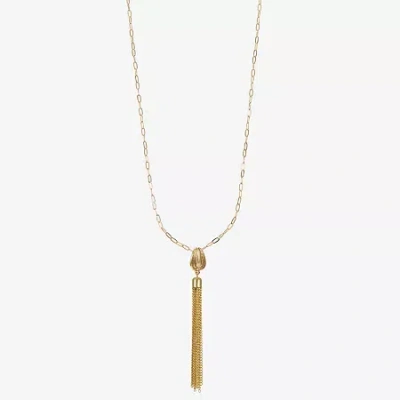 Liz Claiborne Tassel Womens Oval 34 Inch Pendant Necklace In Gold