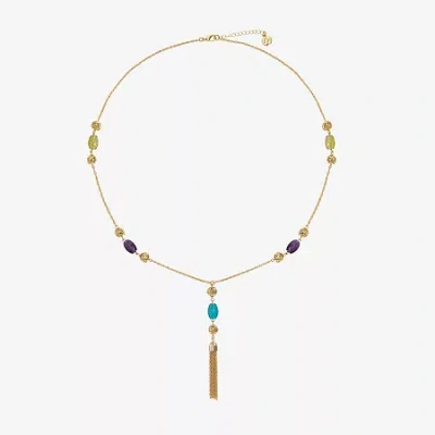 Liz Claiborne Beaded Tassel Womens 30 Inch Pendant Necklace In Gold