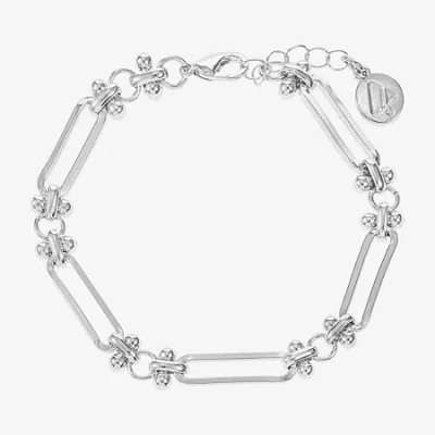Liz Claiborne Paperclip Link Womens Strand Bracelet In Silver