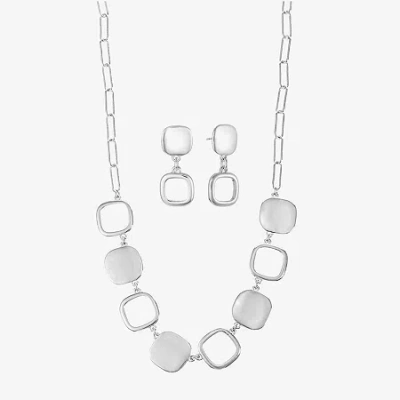 Liz Claiborne Collar Necklace And Drop Earring Womens Hypoallergenic 2-pc. Jewelry Set In Metallic