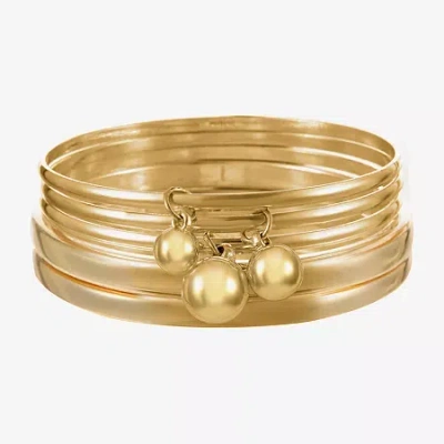 Liz Claiborne Set Of 5 Gold-tone Bangle Bracelets In Gold