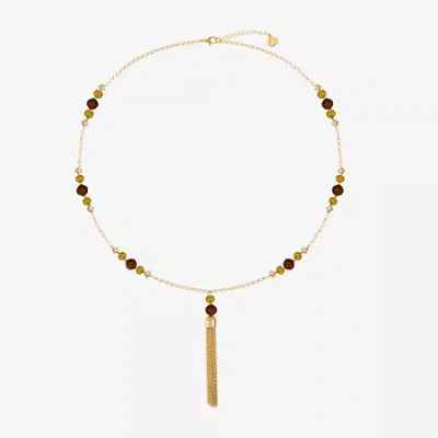 Liz Claiborne Tassel Womens Round 30 Inch Pendant Necklace In Brown
