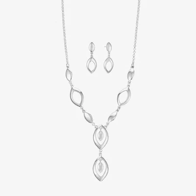 Liz Claiborne Y Necklace And Drop Earring Womens Hypoallergenic 2-pc. Jewelry Set In Metallic