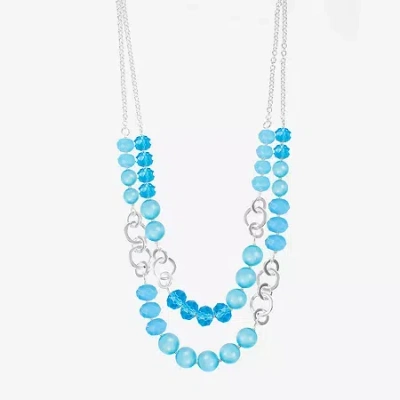 Liz Claiborne Layered Womens 18 Inch Strand Necklace In Blue