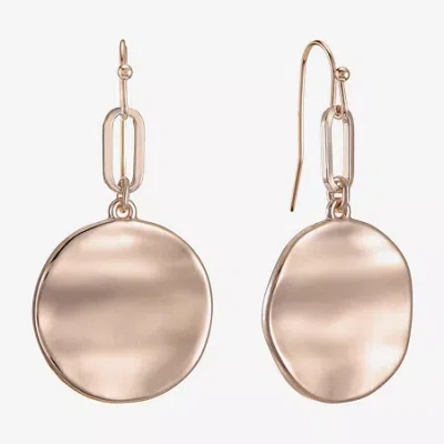 Liz Claiborne Wavy Coin Womens Paperclip Drop Earrings In Gold